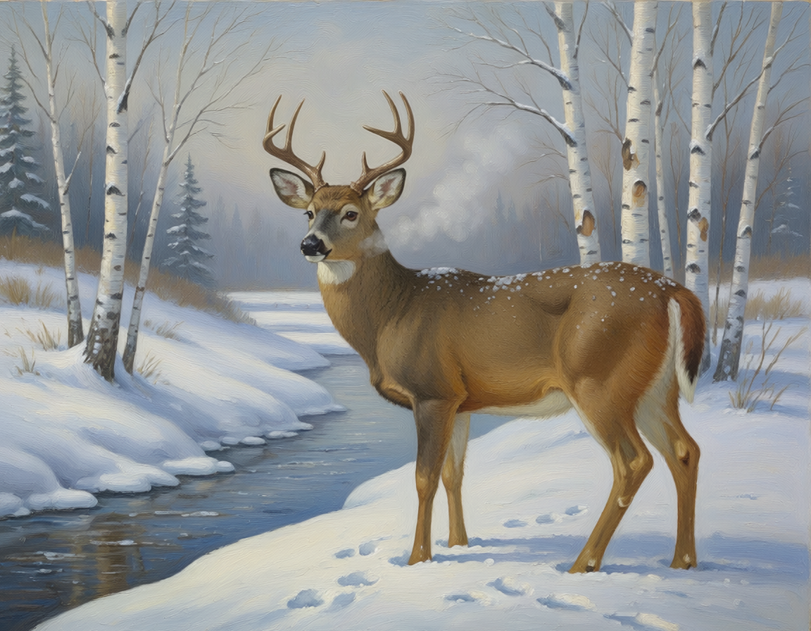 A deer through all four seasons