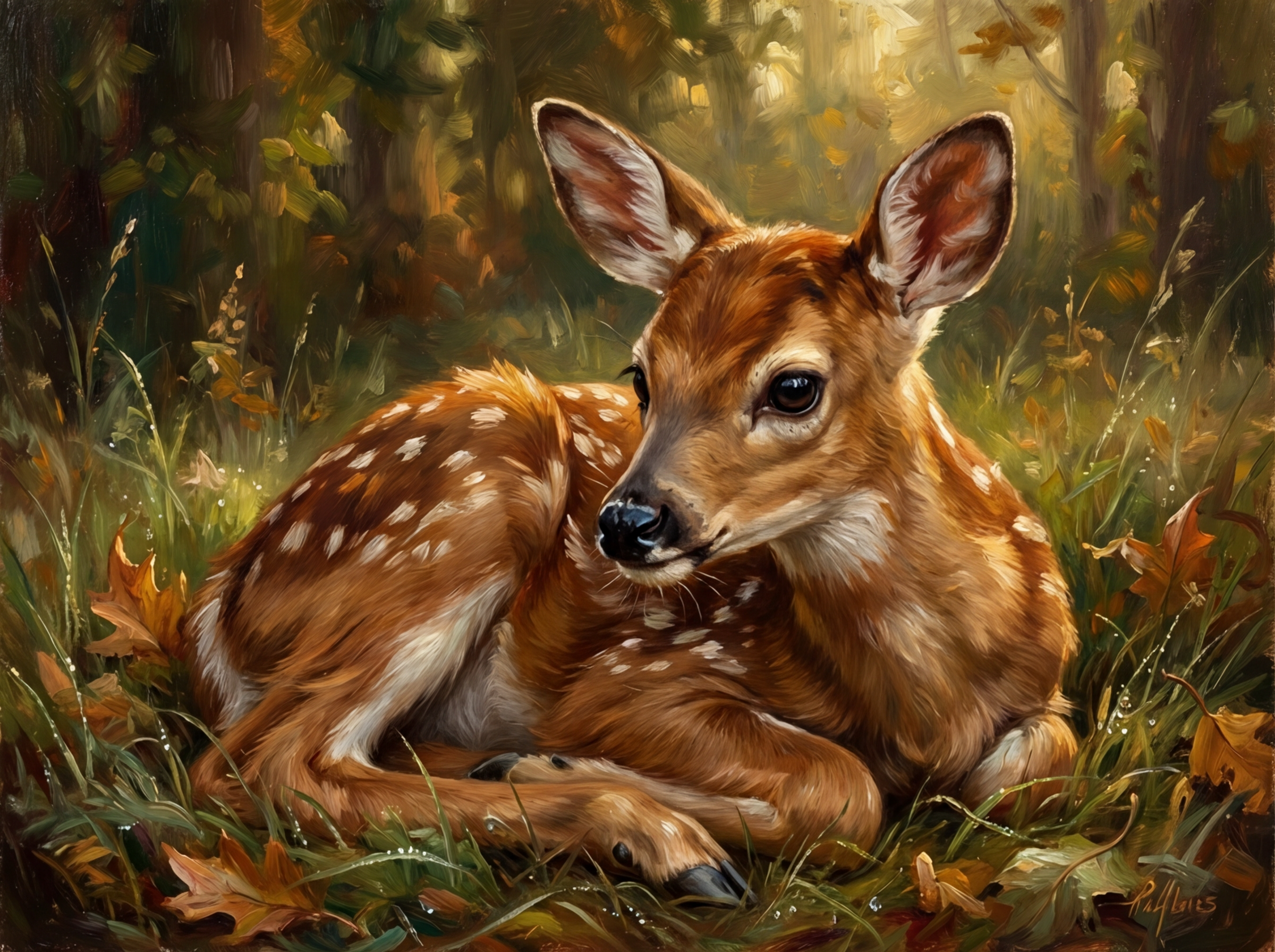 A deer family together in a meadow